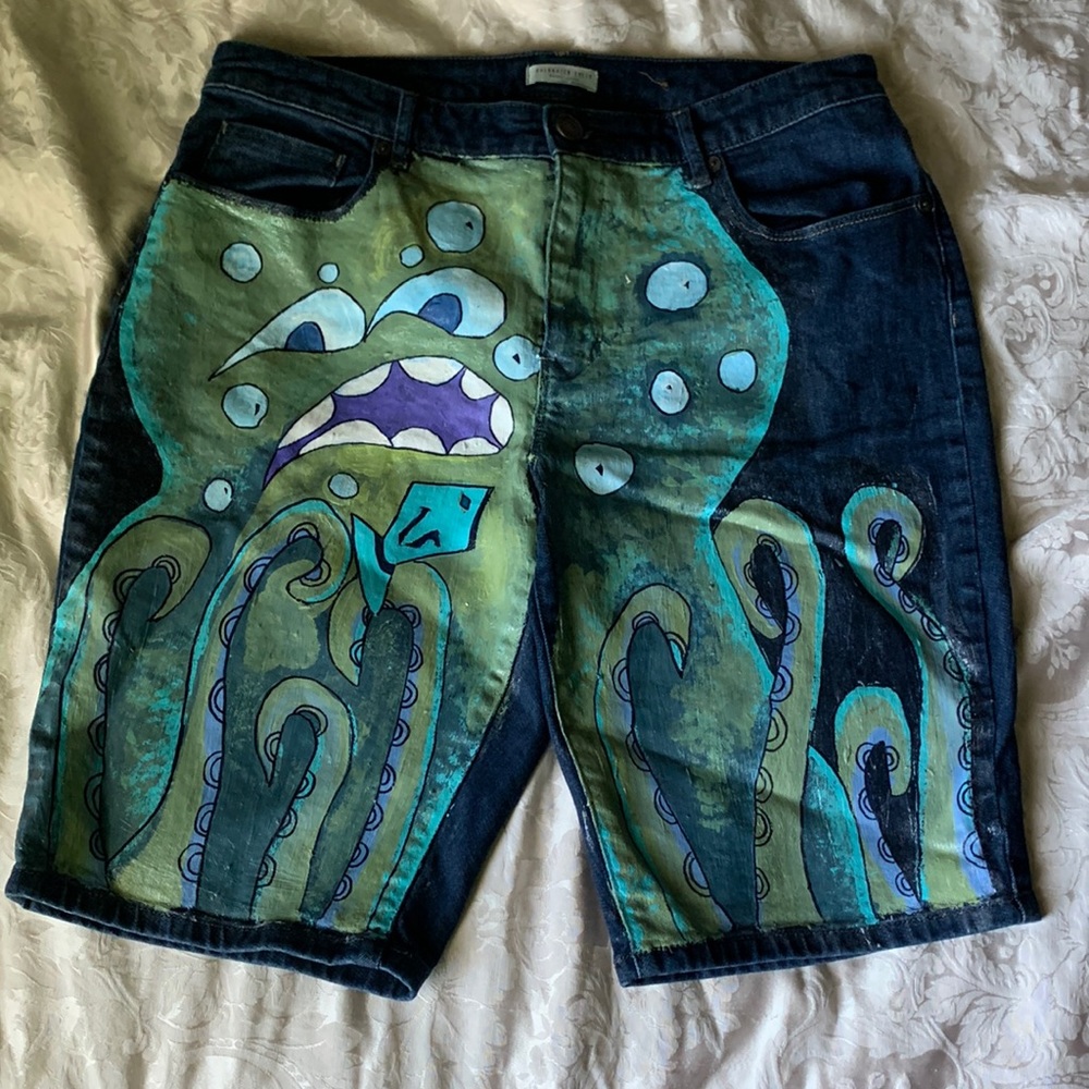Painted Jean Shorts